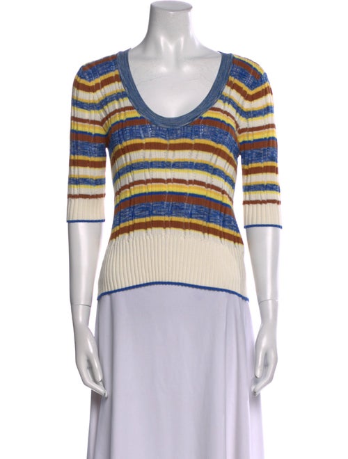 Veronica Beard Striped Scoop Neck Top