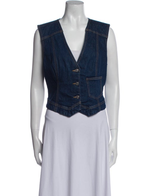 Veronica Beard V-Neck Sleeveless Crop Top