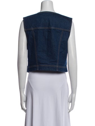 Veronica Beard V-Neck Sleeveless Crop Top