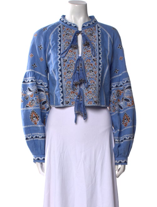 Veronica Beard Linen Printed Crop Top