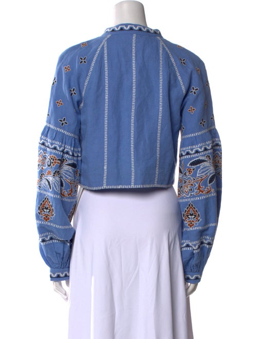 Veronica Beard Linen Printed Crop Top