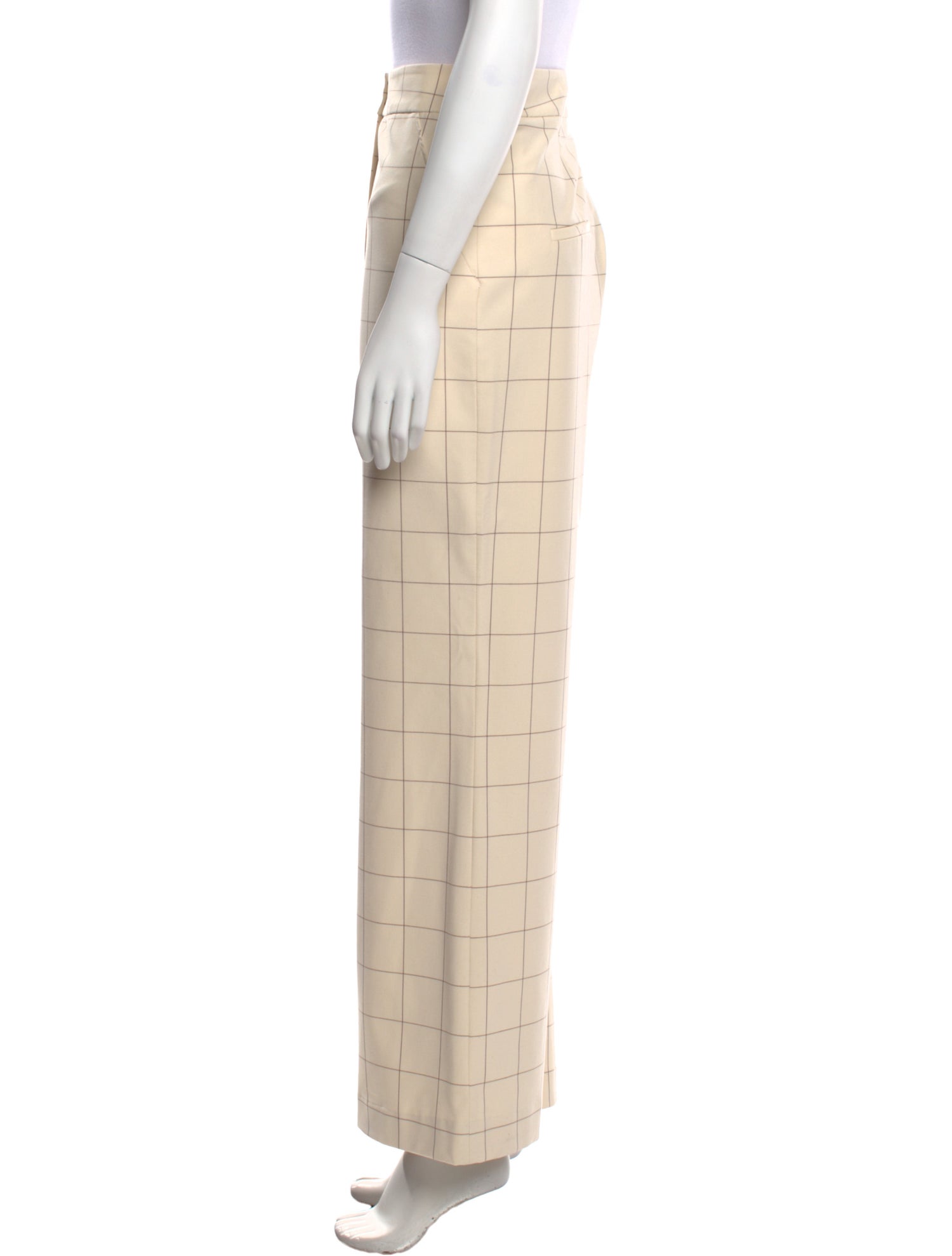 Veronica Beard Plaid Print Wide Leg Pants