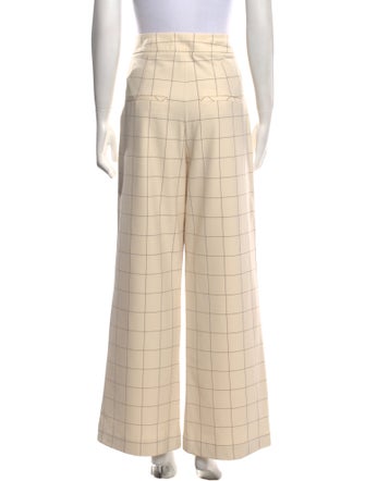Veronica Beard Plaid Print Wide Leg Pants
