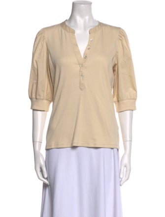 Veronica Beard V-Neck Three-Quarter Sleeve Blouse