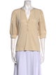 Veronica Beard V-Neck Three-Quarter Sleeve Blouse