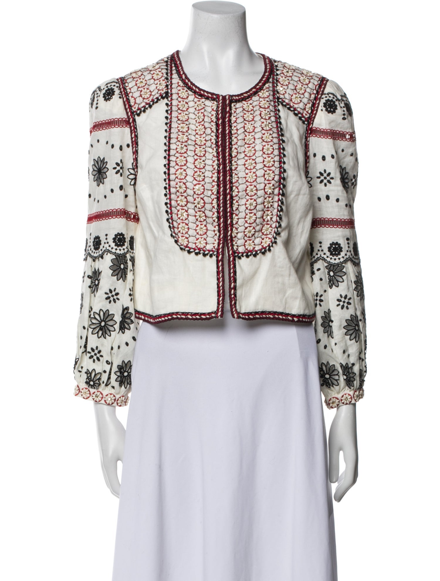 Veronica Beard Linen Printed Evening Jacket