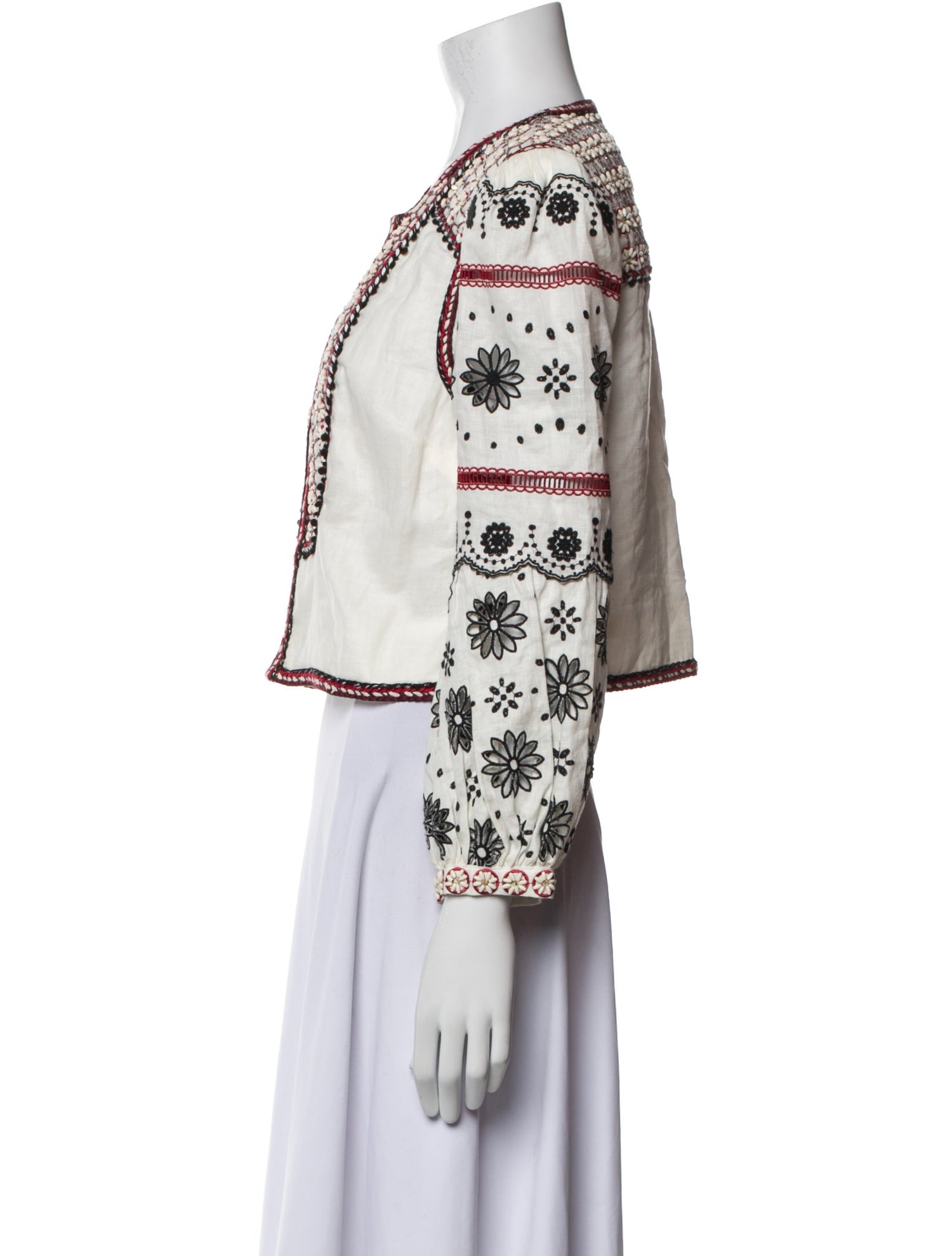 Veronica Beard Linen Printed Evening Jacket