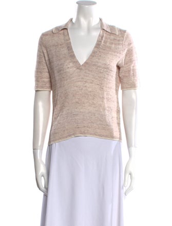 Veronica Beard Linen V-Neck Polo