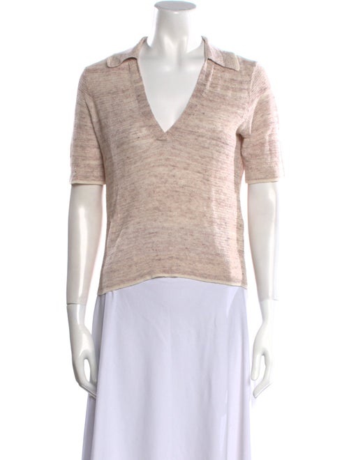 Veronica Beard Linen V-Neck Polo