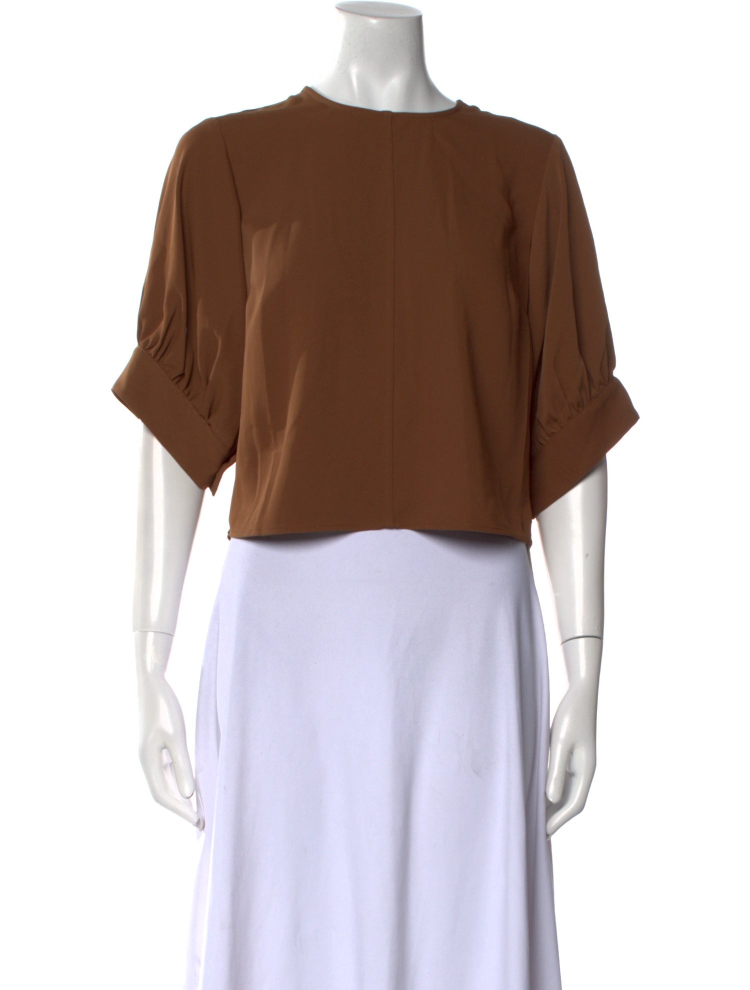 Veronica Beard Bateau Neckline Short Sleeve Crop Top