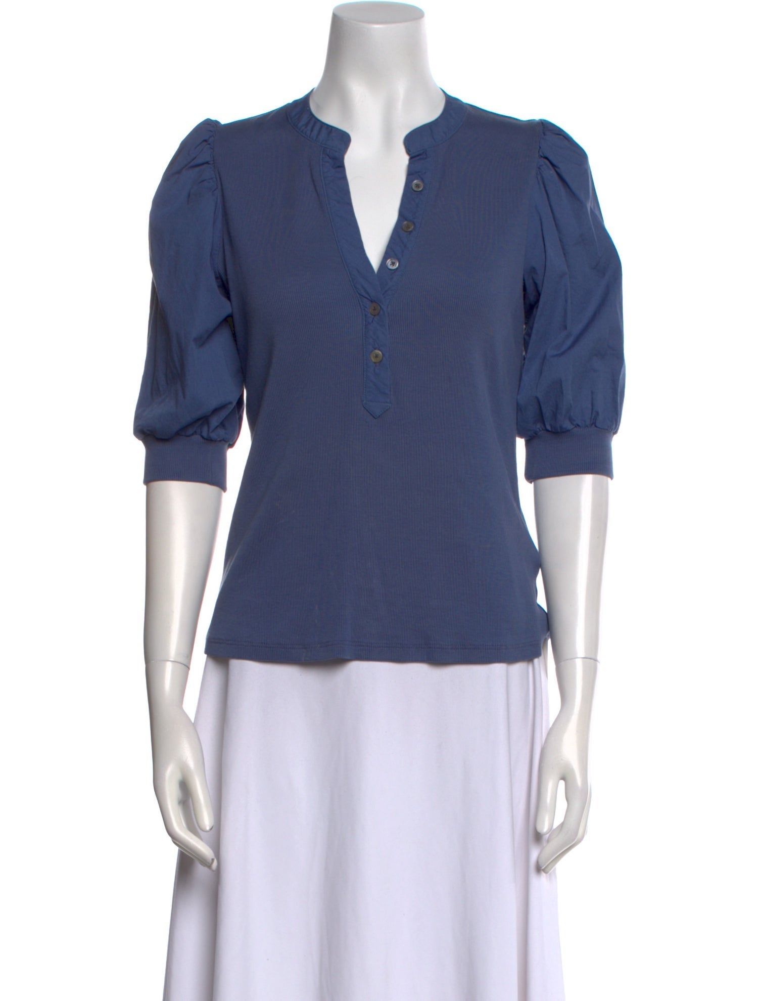 Veronica Beard V-Neck Three-Quarter Sleeve Polo