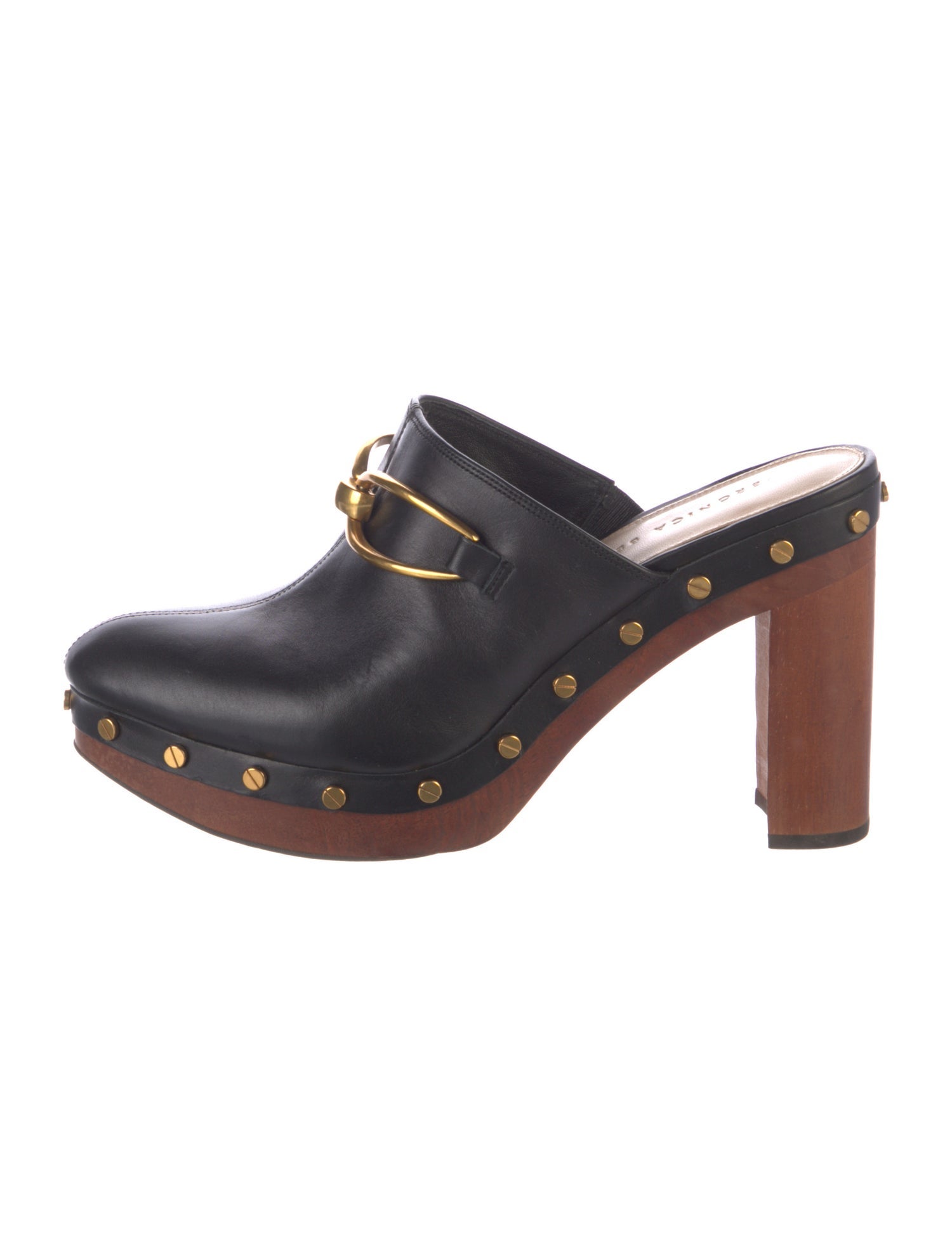 Veronica Beard Leather Studded Accents Mules