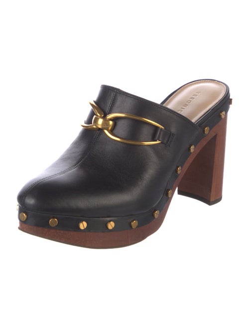 Veronica Beard Leather Studded Accents Mules