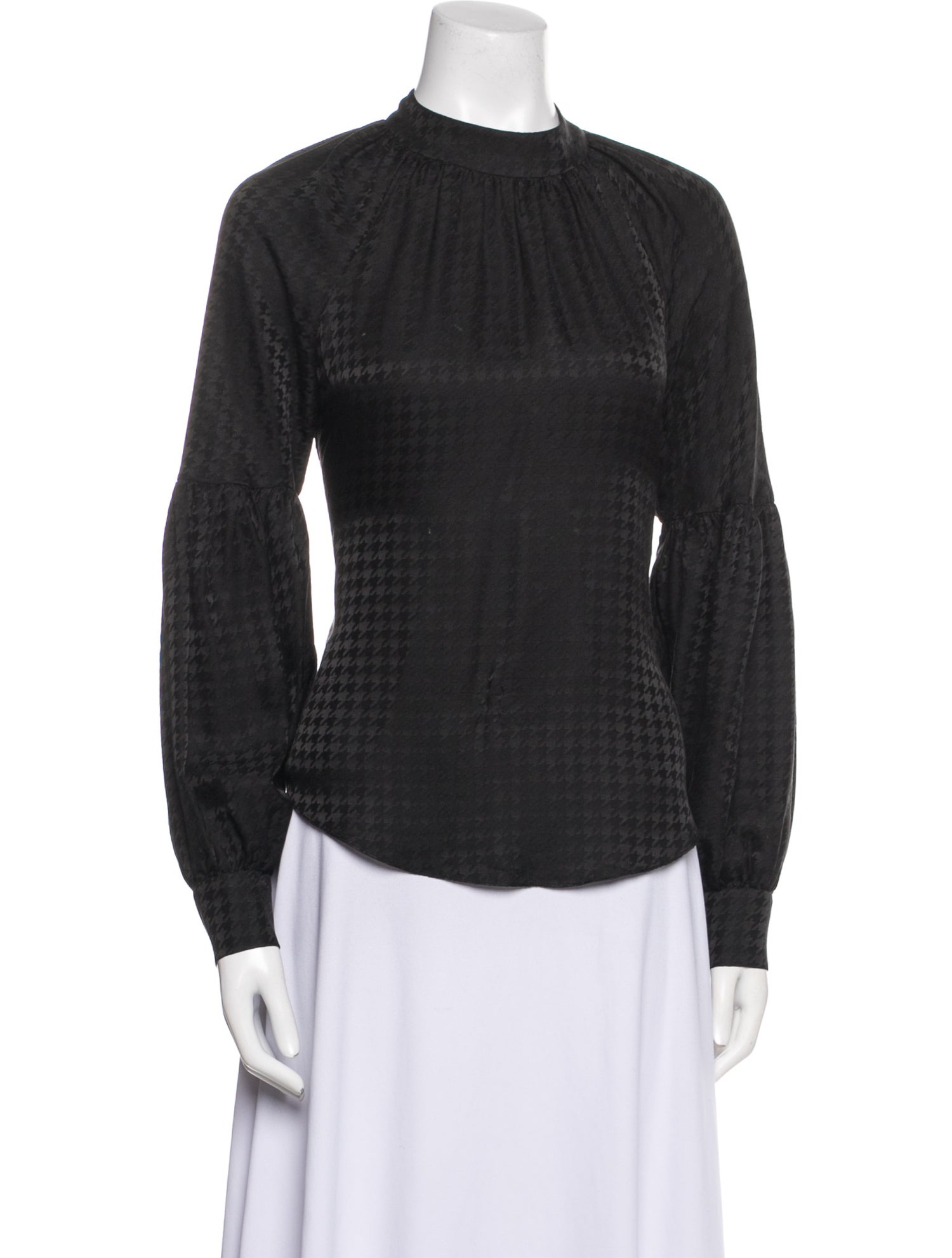 Veronica Beard Silk Mock Neck Button-Up Top