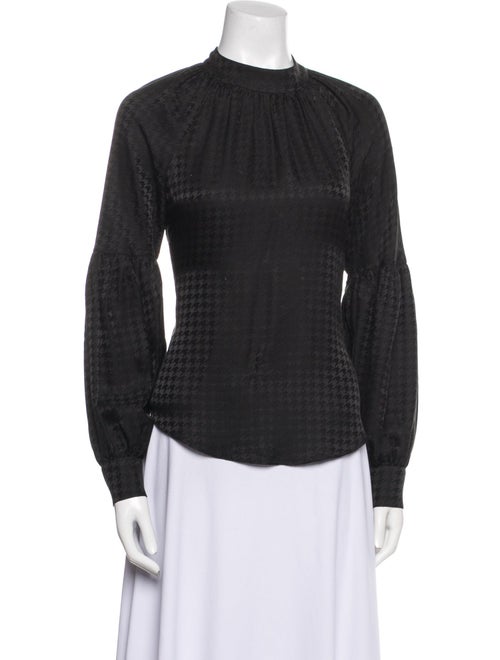 Veronica Beard Silk Mock Neck Button-Up Top