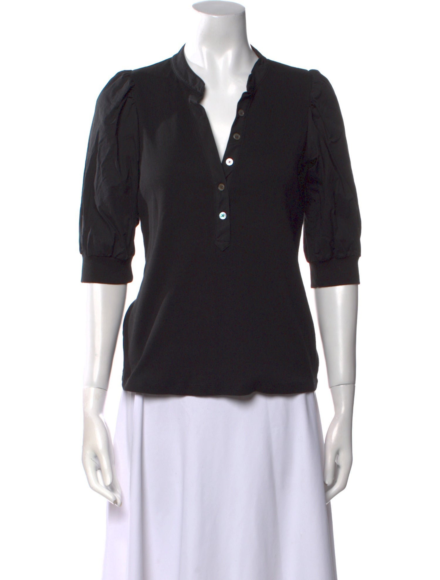 Veronica Beard V-Neck Three-Quarter Sleeve Polo