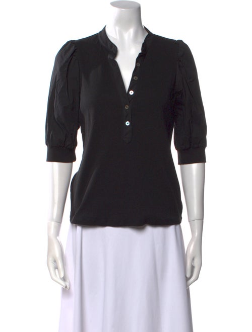 Veronica Beard V-Neck Three-Quarter Sleeve Polo