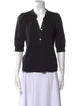 Veronica Beard V-Neck Three-Quarter Sleeve Polo