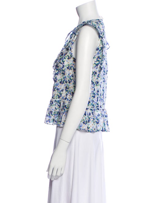 Veronica Beard Floral Print V-Neck Crop Top