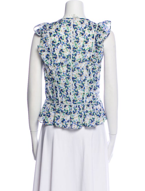 Veronica Beard Floral Print V-Neck Crop Top