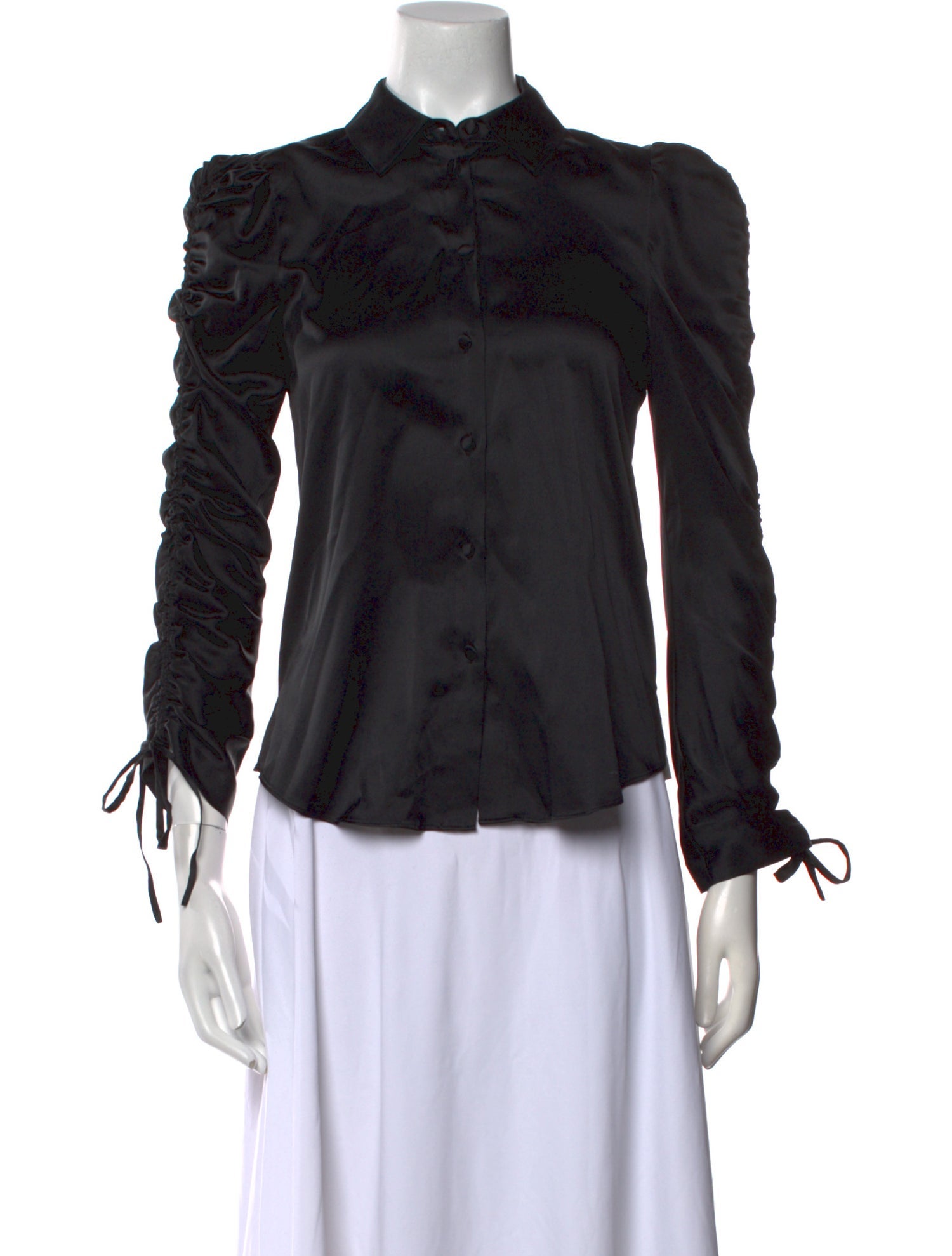 Veronica Beard Silk Mock Neck Button-Up Top