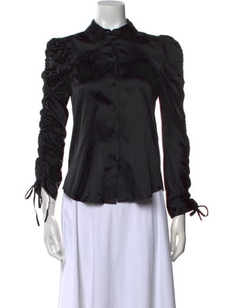 Veronica Beard Silk Mock Neck Button-Up Top