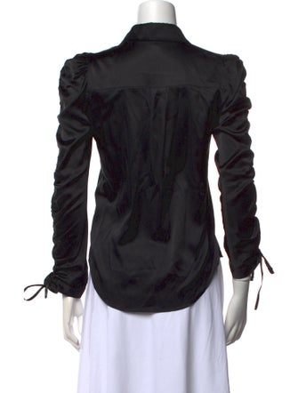 Veronica Beard Silk Mock Neck Button-Up Top