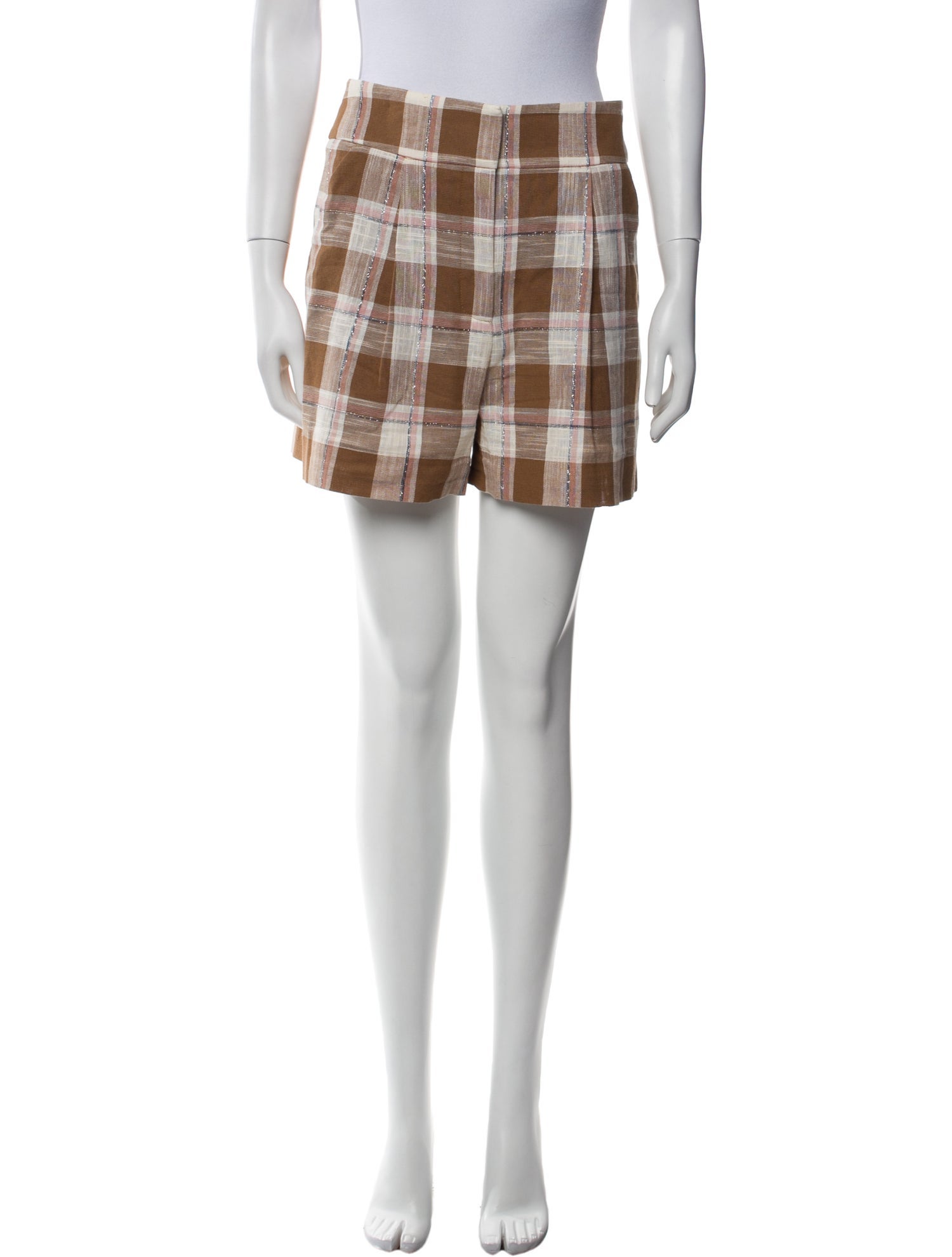 Veronica Beard Plaid Print Mini Shorts