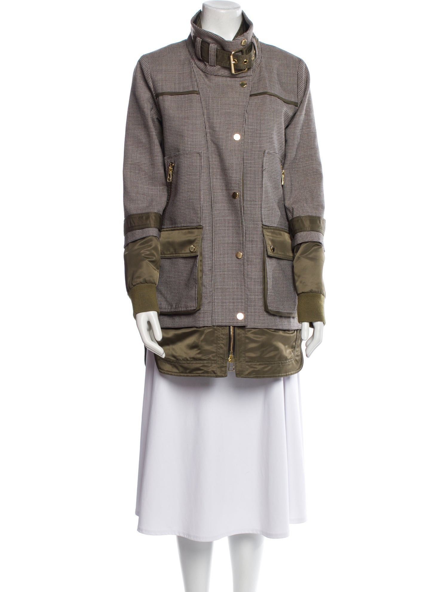 Veronica Beard Virgin Wool Plaid Print Coat