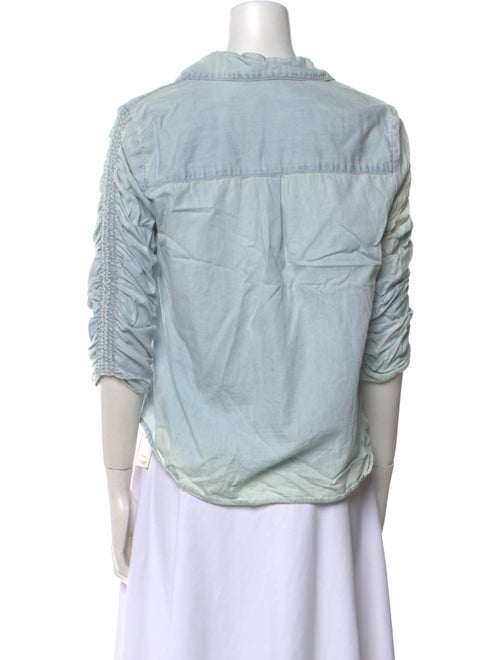 Veronica Beard V-Neck Three-Quarter Sleeve Button-Up Top