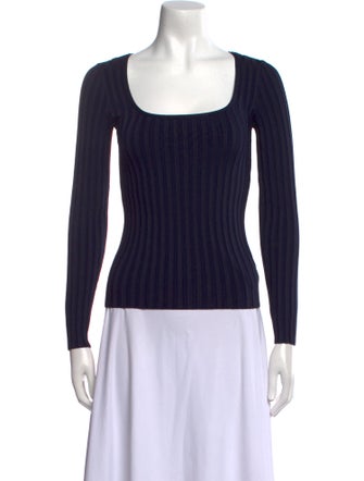 Veronica Beard Square Neckline Long Sleeve Top