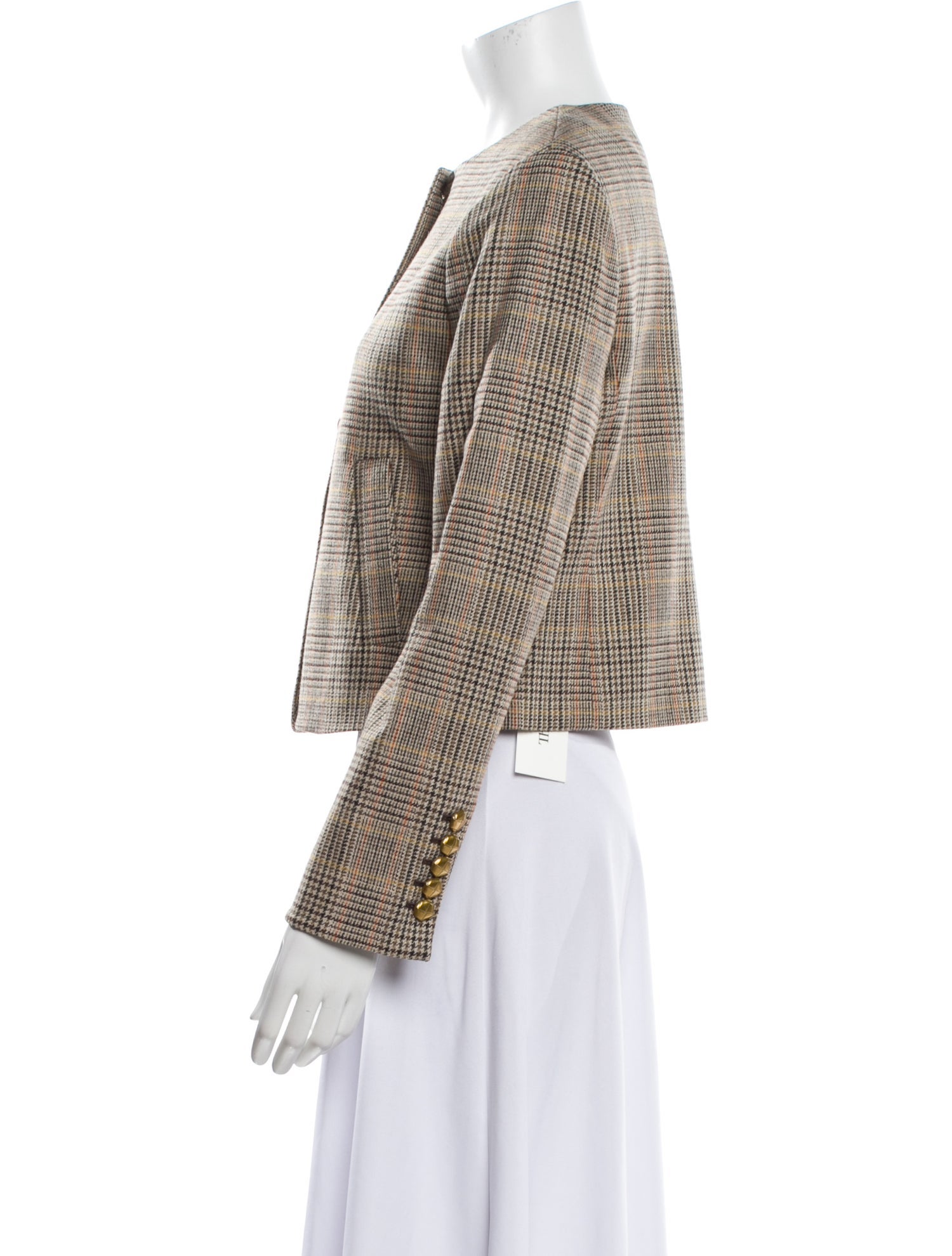 Veronica Beard Wool Plaid Print Evening Jacket