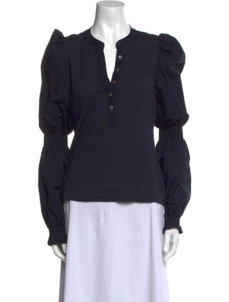 Veronica Beard V-Neck Long Sleeve Blouse