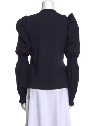 Veronica Beard V-Neck Long Sleeve Blouse