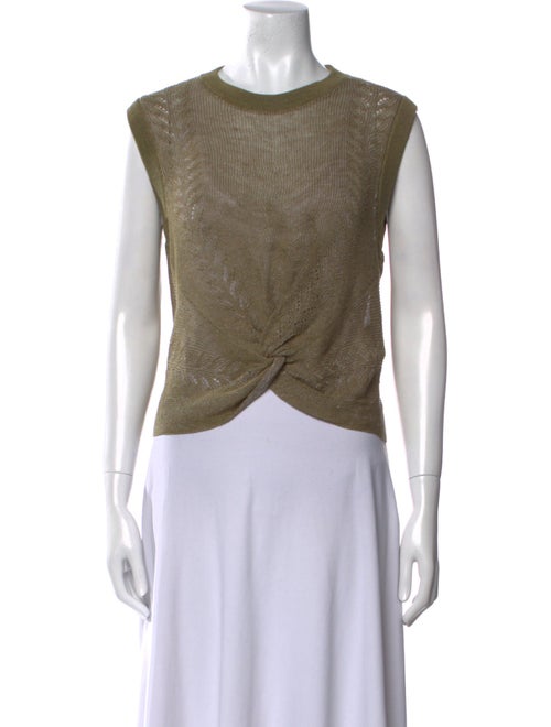 Veronica Beard Linen Crew Neck Crop Top