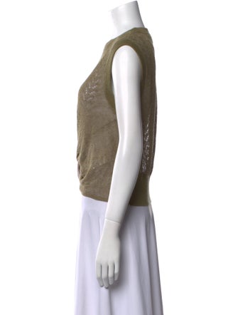 Veronica Beard Linen Crew Neck Crop Top