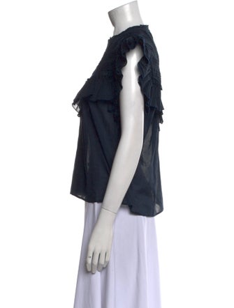 Veronica Beard Mock Neck Short Sleeve Blouse