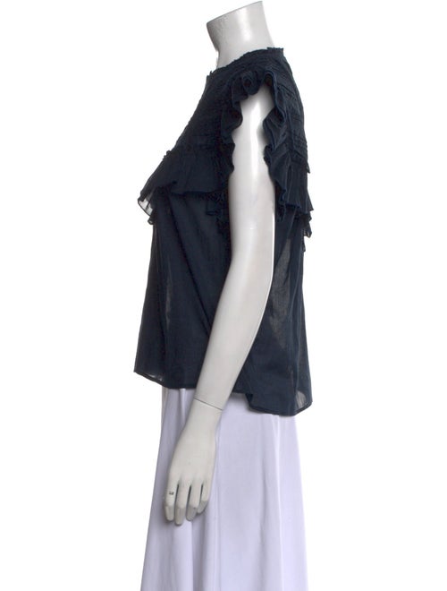 Veronica Beard Mock Neck Short Sleeve Blouse