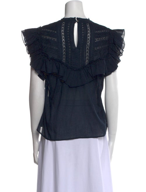 Veronica Beard Mock Neck Short Sleeve Blouse