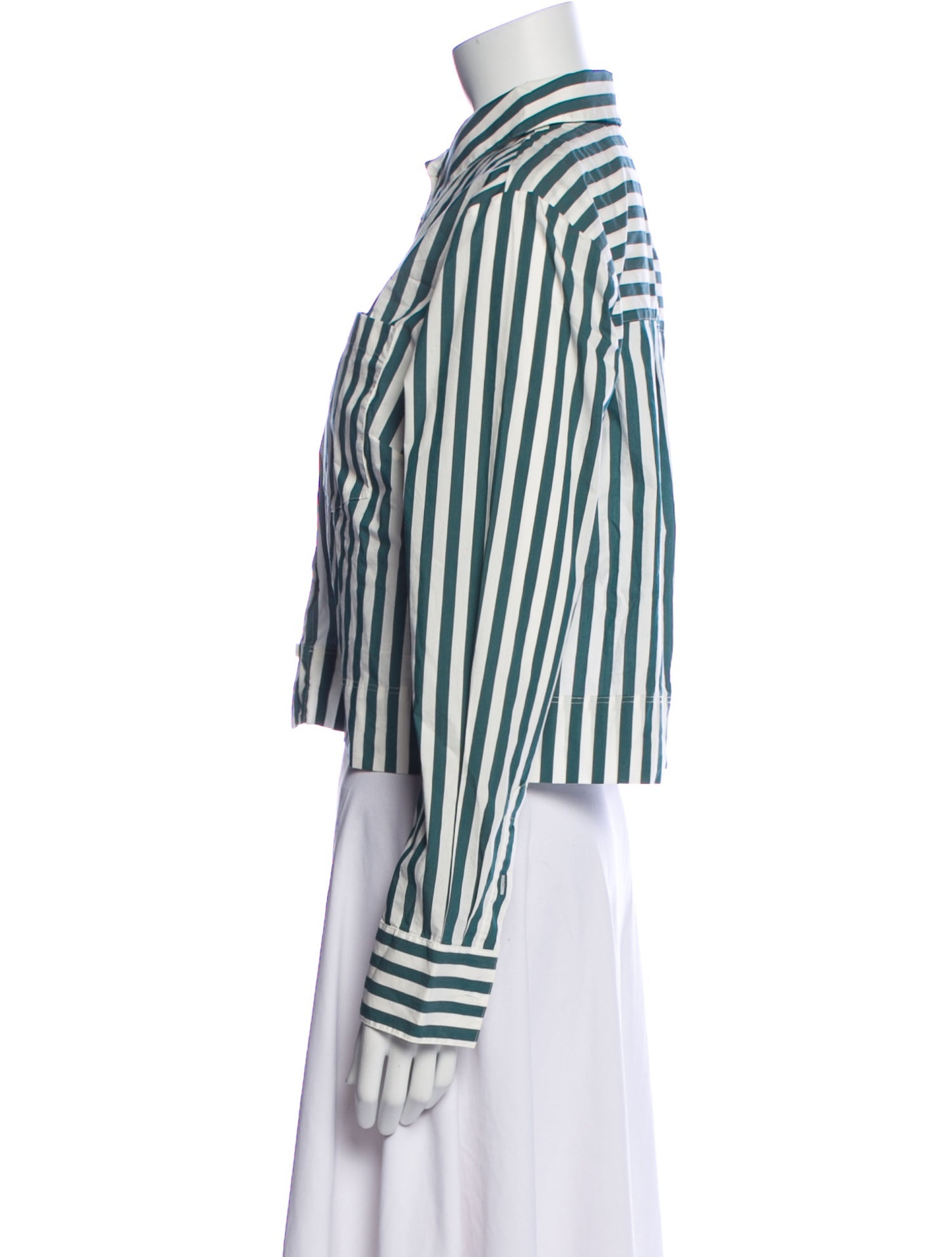 Veronica Beard Striped Long Sleeve Button-Up Top