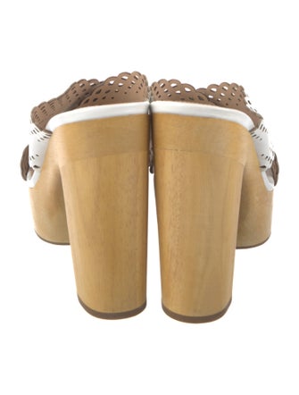 Veronica Beard Leather Lasercut Accents Slides