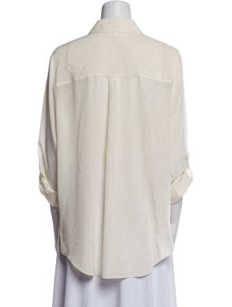 Veronica Beard Silk Three-Quarter Sleeve Button-Up Top