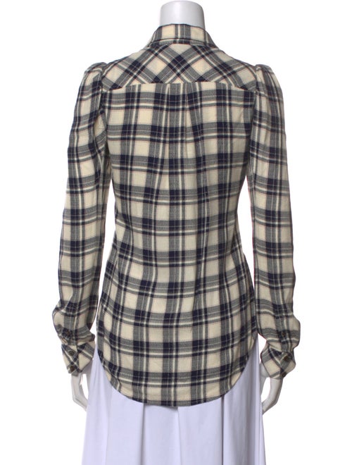 Veronica Beard Plaid Print Long Sleeve Button-Up Top