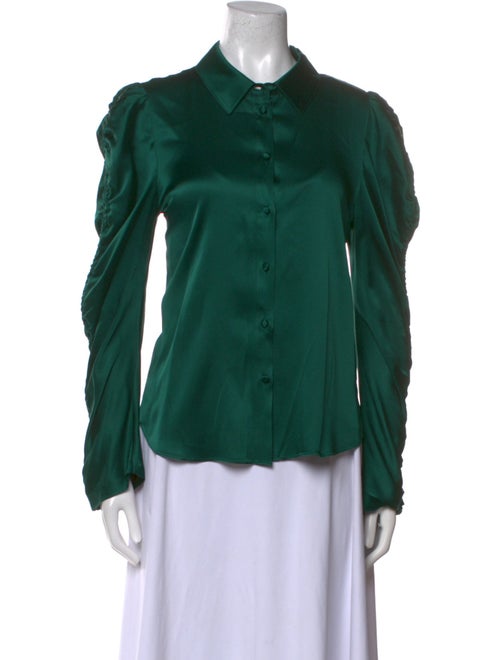 Veronica Beard Silk Long Sleeve Button-Up Top