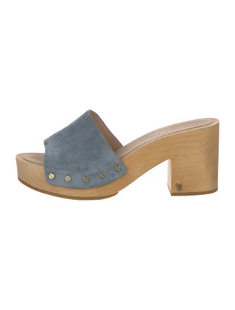 Veronica Beard Suede Colorblock Pattern Slides