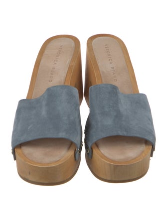 Veronica Beard Suede Colorblock Pattern Slides
