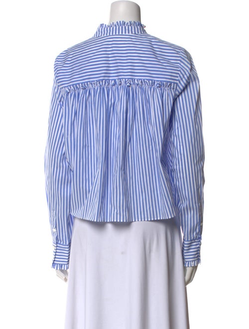 Veronica Beard Striped Mock Neck Button-Up Top