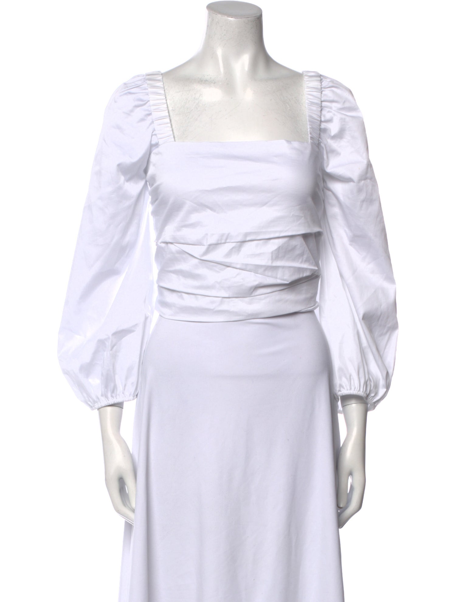 Veronica Beard Square Neckline Three-Quarter Sleeve Crop Top