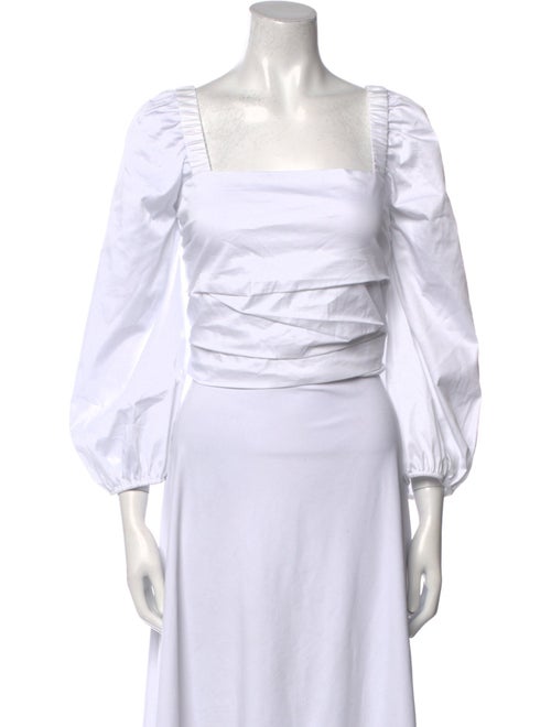 Veronica Beard Square Neckline Three-Quarter Sleeve Crop Top