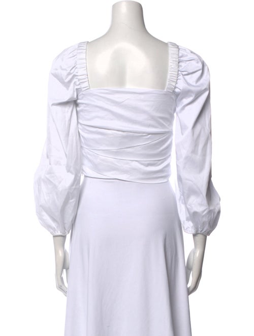 Veronica Beard Square Neckline Three-Quarter Sleeve Crop Top